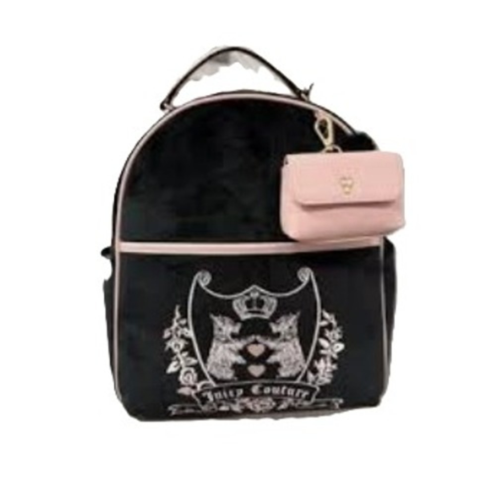 Juicy Couture Heritage Velour Backpack in Licorice Black